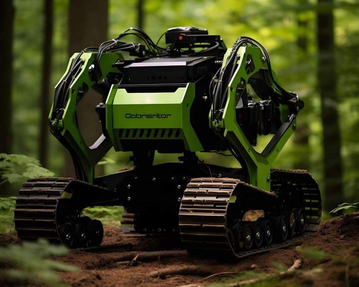 Robot de défrichage et de broyage arbres et souches Lamblore